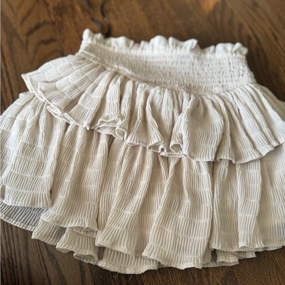 Forever 21 Cream Smocked Bubble Mini Skirt